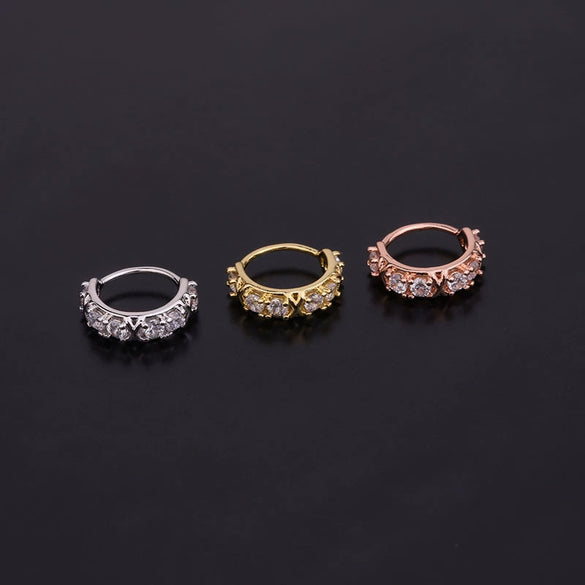 Zircon Copper Fashion Ol Style Women's Puncture Jewelry Earrings Nose Ring Ear Bone Ring Cartilage Earrings