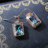 Zircon Earrings Copper Geometric Style