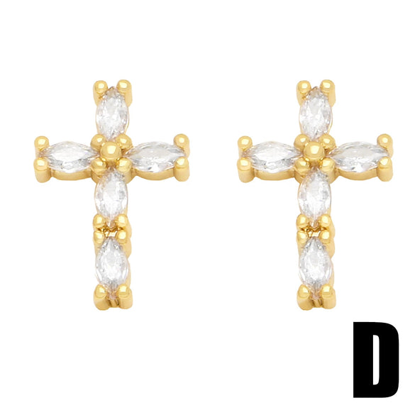 Zircon Earrings Minimalist Geometric Retro Style For Women