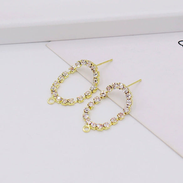 Zircon Earrings 925 Silver Needle Handmade Electroplated Metal Accessories