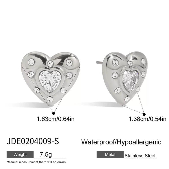 Zircon Earrings Stainless Steel Geometric Electroplating Light Luxury Highend Sense Niche Jewelry