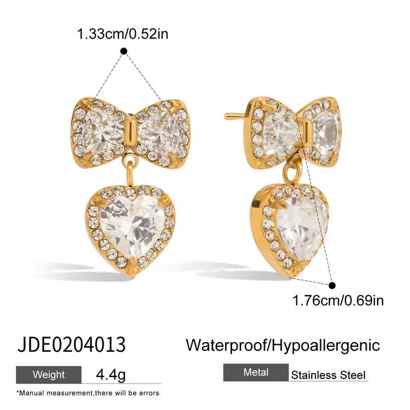 Zircon Earrings Stainless Steel Geometric Electroplating Light Luxury Highend Sense Niche Jewelry