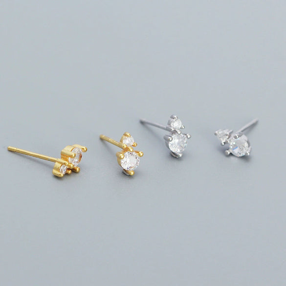 Zircon Earrings 925 Sterling Silver Geometric Style Electroplating