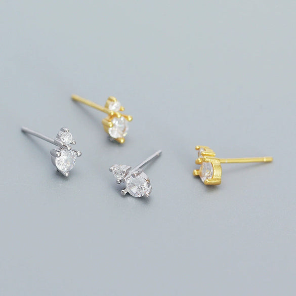 Zircon Earrings 925 Sterling Silver Geometric Style Electroplating