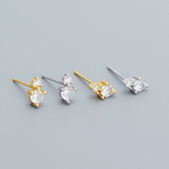 Zircon Earrings 925 Sterling Silver Geometric Style Electroplating