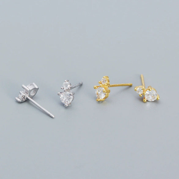 Zircon Earrings 925 Sterling Silver Geometric Style Electroplating