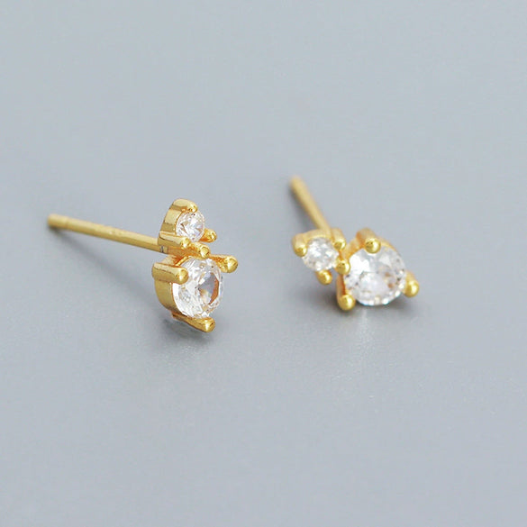 Zircon Earrings 925 Sterling Silver Geometric Style Electroplating