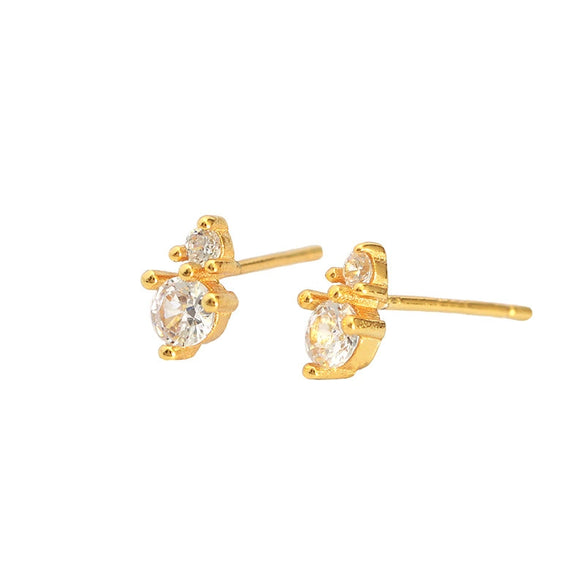 Zircon Earrings 925 Sterling Silver Geometric Style Electroplating