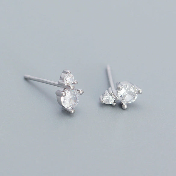Zircon Earrings 925 Sterling Silver Geometric Style Electroplating