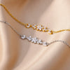 Zircon Flower Leaf Bracelet Geometric Simple Electroplating Style For Couple And Women