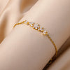 Zircon Flower Leaf Bracelet Geometric Simple Electroplating Style For Couple And Women