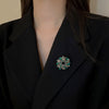 Zircon Flower Letter Brooch Electroplated Light Luxury Women's Suit Accessory