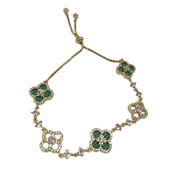 Zircon Flower Rhombus Adjustable Bracelet French Retro Light Luxury Highend Temperament Bracelet