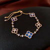 Zircon Flower Rhombus Hollow Handmade Adjustable Light Luxury All Match Elegant Women's Bracelet