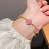 Zircon Flower Rhombus Hollow Handmade Adjustable Light Luxury All Match Elegant Women's Bracelet