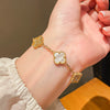 Zircon Flower Rhombus Hollow Handmade Adjustable Light Luxury All Match Elegant Women's Bracelet