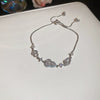 Zircon Flower Rhombus Hollow Handmade Adjustable Light Luxury All Match Elegant Women's Bracelet