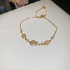 Zircon Flower Rhombus Hollow Handmade Adjustable Light Luxury All Match Elegant Women's Bracelet