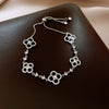 Zircon Flower Rhombus Hollow Handmade Adjustable Light Luxury All Match Elegant Women's Bracelet