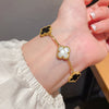 Zircon Flower Rhombus Hollow Handmade Adjustable Light Luxury All Match Elegant Women's Bracelet