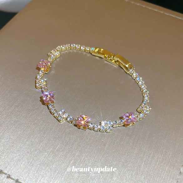 Zircon Geometric Square Claw Inlaid Diamond Bracelet Light Luxury Style