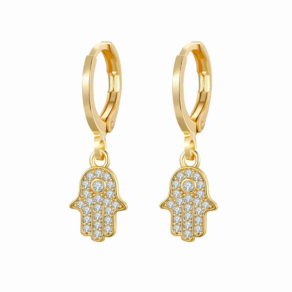 Zircon Heart Cross Earring Diamond Encrusted