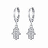 Zircon Heart Cross Earring Diamond Encrusted