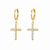 Zircon Heart Cross Earring Diamond Encrusted
