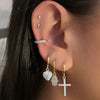Zircon Heart Cross Earring Diamond Encrusted