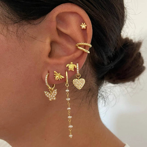 Zircon Inlaid Butterfly Heart Animal Women's Earrings Set