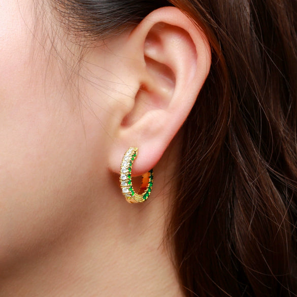 Zircon Inlaid Copper Earrings With Crown Design Simple And Personalized Ear Jewelry