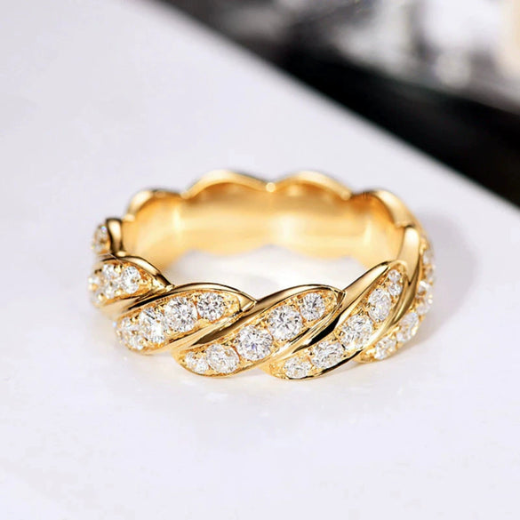 Zircon Inlaid Copper Ring Geometric Style Unisex Hip Hop Ring