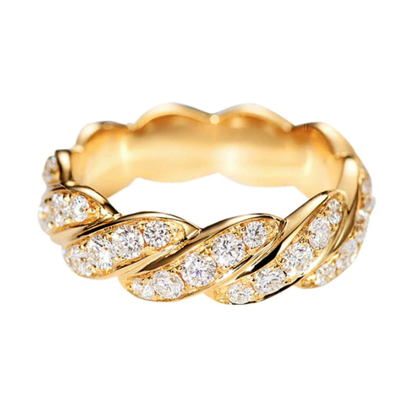 Zircon Inlaid Copper Ring Geometric Style Unisex Hip Hop Ring
