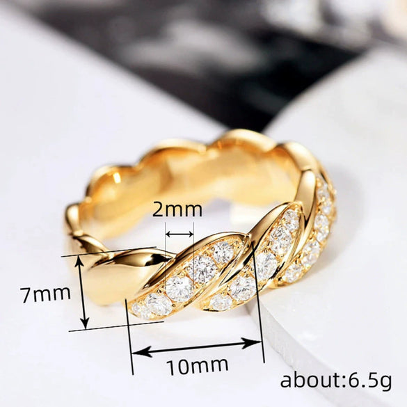 Zircon Inlaid Copper Ring Geometric Style Unisex Hip Hop Ring