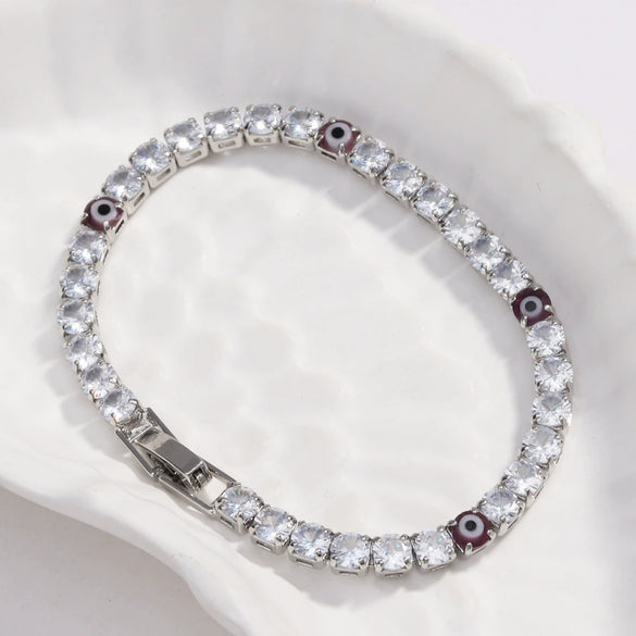 Zircon Inlaid Devil's Eye Bracelet Light Luxury Style
