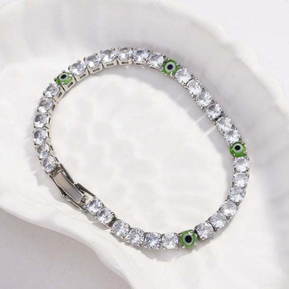 Zircon Inlaid Devil's Eye Bracelet Light Luxury Style