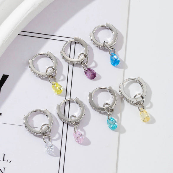 Zircon Inlaid Drop Shape Pendant Earrings For Women