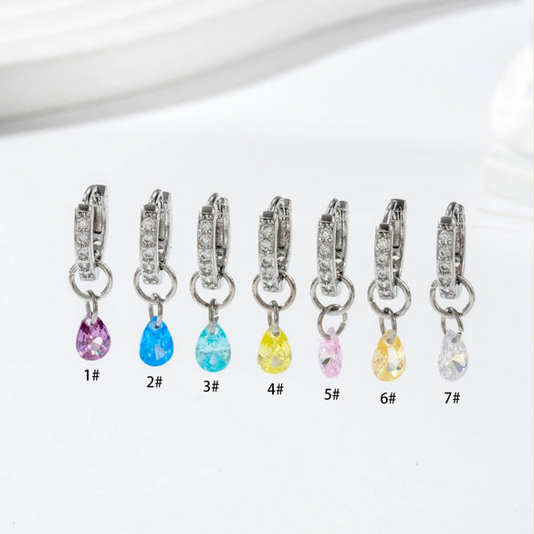 Zircon Inlaid Drop Shape Pendant Earrings For Women