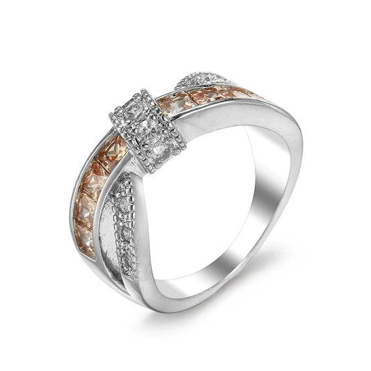 Zircon Jewelry Ring And Bracelet Copper Geometric Style Electroplating Unisex Cross Shape