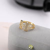 Zircon Letter H Open Ring Copper Light Luxury Electroplating For Women