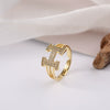 Zircon Letter H Open Ring Copper Light Luxury Electroplating For Women