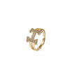 Zircon Letter H Open Ring Copper Light Luxury Electroplating For Women