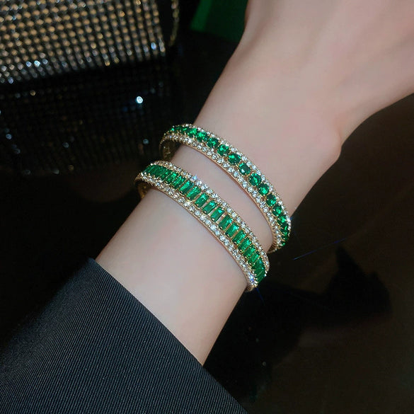 Zircon Open Bracelet Copper Material Simple Geometric Trendy Retro Elegant Fashion Design
