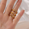 Zircon Shellshaped Open Ring Geometric Style