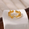 Zircon Shellshaped Open Ring Geometric Style