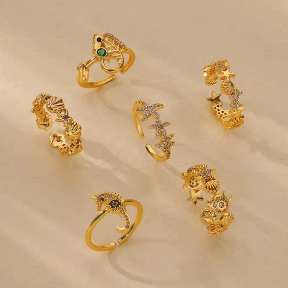 Zircon Shellshaped Open Ring Geometric Style
