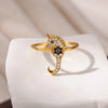 Zircon Shellshaped Open Ring Geometric Style