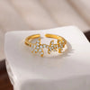 Zircon Shellshaped Open Ring Geometric Style