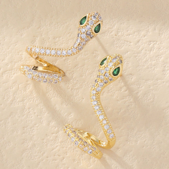 Zircon Snake Earrings For Women Luxury Elegant Animal Pattern