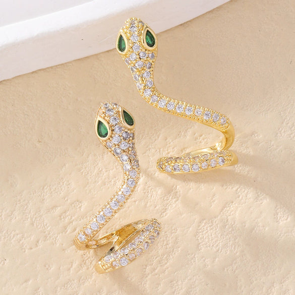 Zircon Snake Earrings For Women Luxury Elegant Animal Pattern